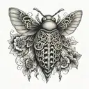 cicada surrounded by intricate patterns tattoo design idea