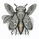 cicada surrounded by intricate patterns tattoo design idea