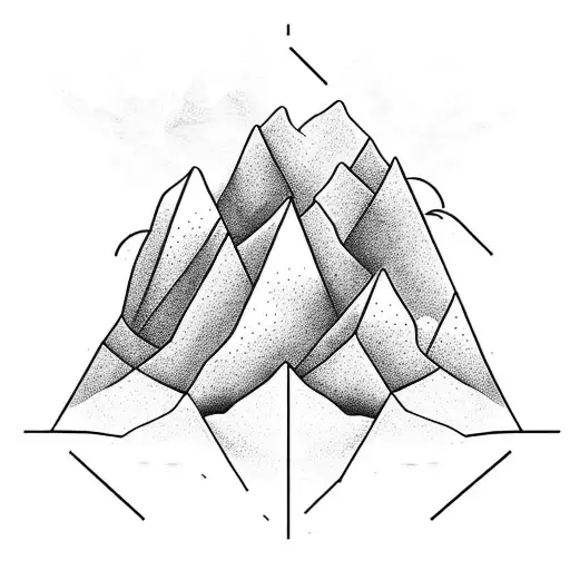 A geometric mountain range tattoo with celtic symbols hidden within the peaks tattoo design idea
