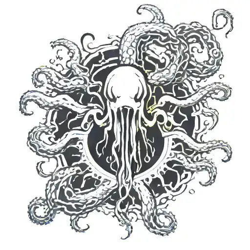 hole with eldritch tentacles coming out  tattoo design idea