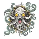 hole with eldritch tentacles coming out  tattoo design idea