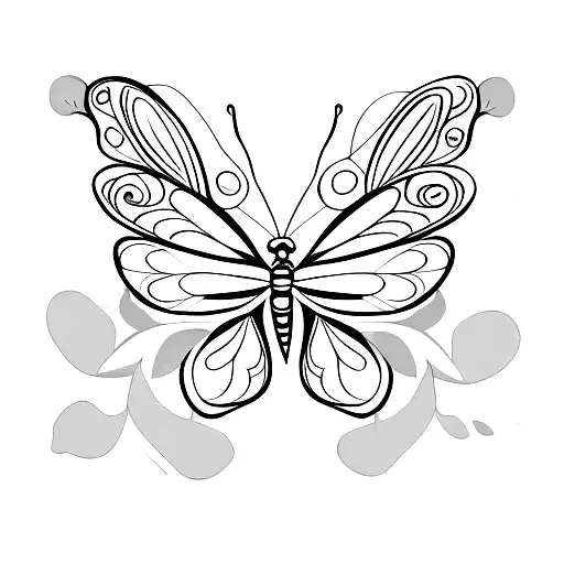 flower with butterfly and dragonfly tattoo design idea