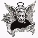 rip angel grandma tattoo design idea