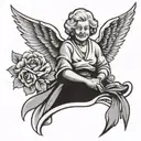 rip angel grandma tattoo design idea