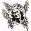 rip angel grandma tattoo design idea