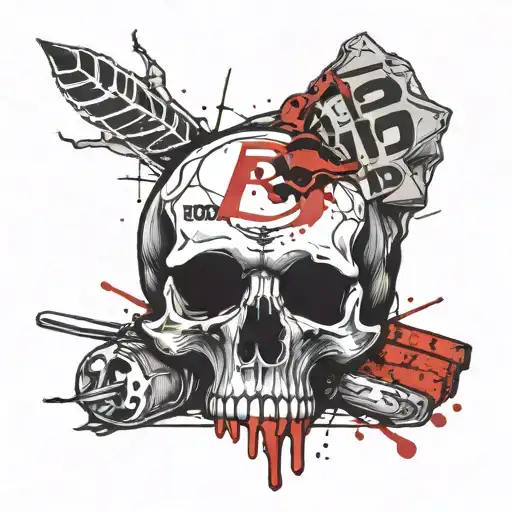 Skull with red bread. With the word Operation above it and the word Redbread below it  tattoo design idea