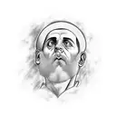 A portrait of Plato wearing basketball attire, symbolizing the intersection of philosophy and sports tattoo design idea