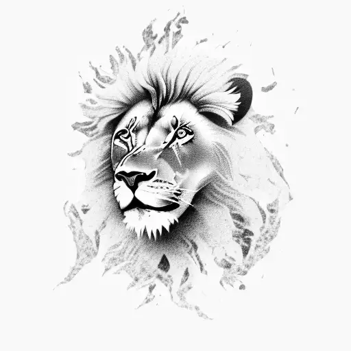 A black-grey tattoo of a lion roaring while playing a guitar, symbolizing the strength and passion for music tattoo design idea