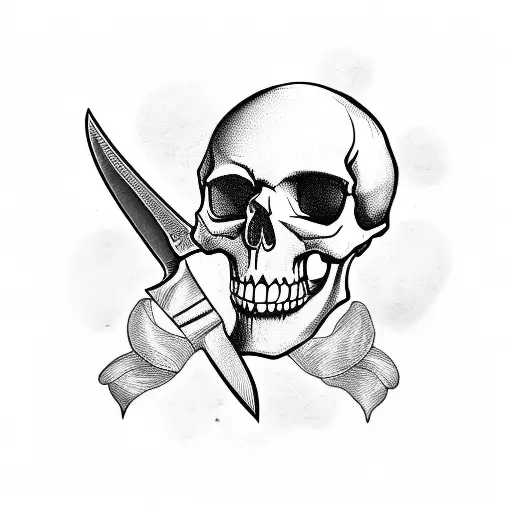 Skull chef with knife tattoo design idea