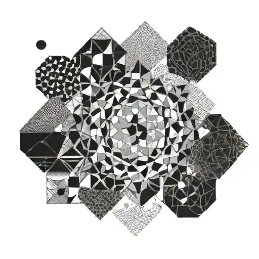 A geometric pattern inspired by Chelsea Cutler's album cover art with a dotwork technique tattoo design idea