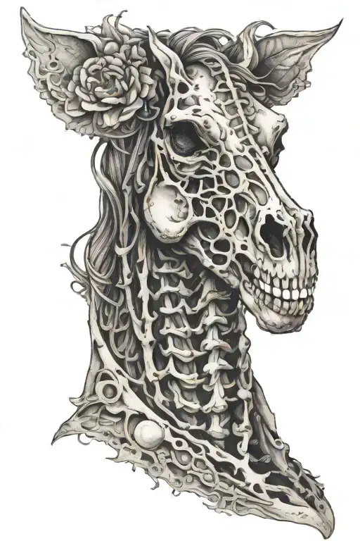 horse skeleton tattoo design idea