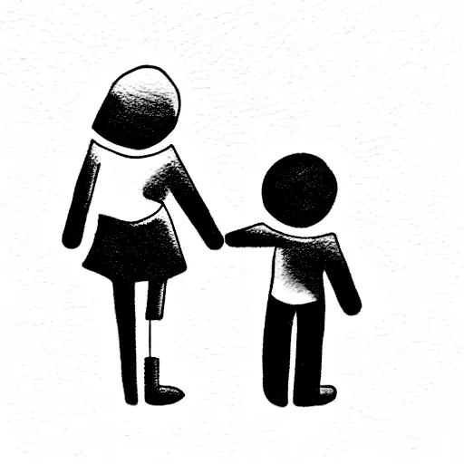 mother and son walk on the fair tattoo design idea