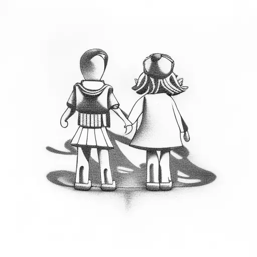 mother and son walk on the fair tattoo design idea