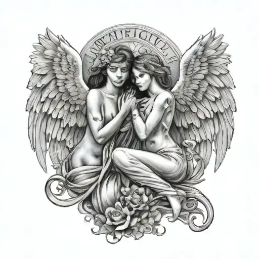 good angel and bad angel tattoo design idea