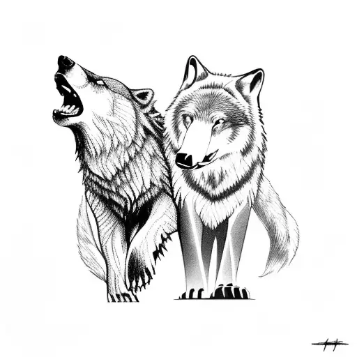 the wolf kills the bear cub tattoo design idea