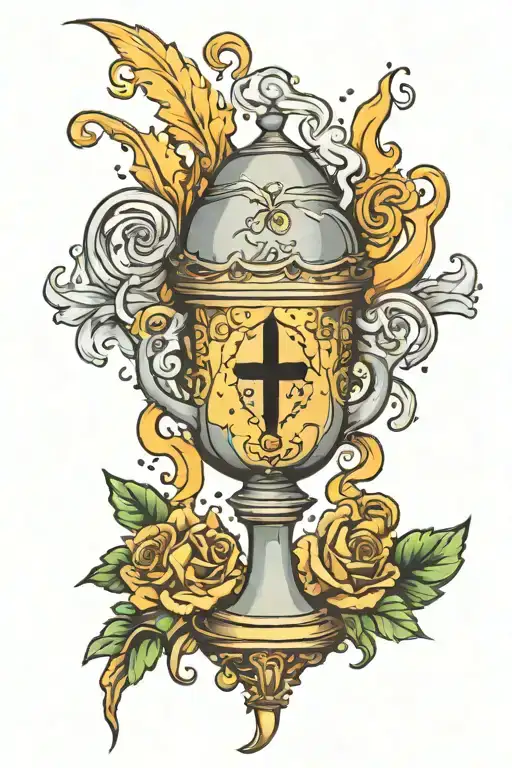 spilled holy grail tattoo design idea