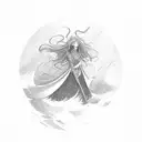 in stick figures standing in waves tattoo design idea