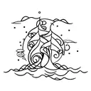 in stick figures standing in waves tattoo design idea
