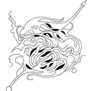 in stick figures standing in waves tattoo design idea