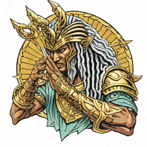 Shaka Knight of Virgo from Saint Seya praying 1986 tattoo design idea