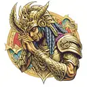 Shaka Knight of Virgo from Saint Seya praying 1986 tattoo design idea