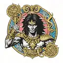 Shaka Knight of Virgo from Saint Seya praying 1986 tattoo design idea