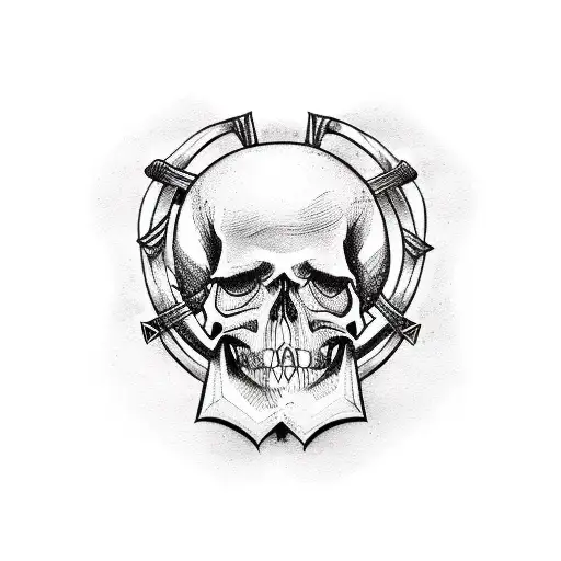 Incorporate a skull and crossbones with a metal band logo in a sketch style tattoo tattoo design idea