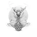 Celtic tree sorrounder by runes with a bull and a viking  tattoo design idea