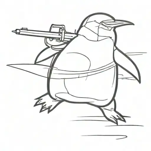 penguin with weapon tattoo design idea