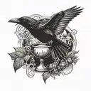 crow and chalice tattoo design idea