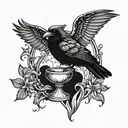 crow and chalice tattoo design idea