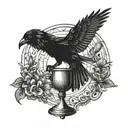 crow and chalice tattoo design idea