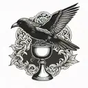 crow and chalice tattoo design idea
