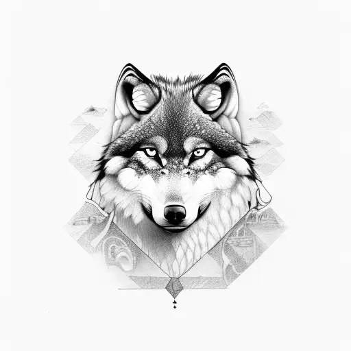 viking wolf  tattoo design idea