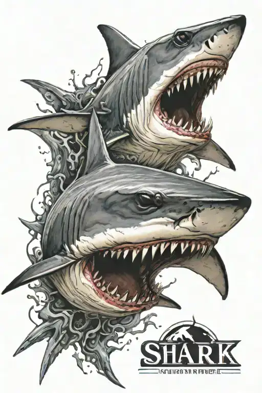 shark hammer tattoo design idea