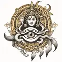 i want three horizontal victory line and in the middle Shiva Third Eye Tattoo with band mantra  tattoo design idea