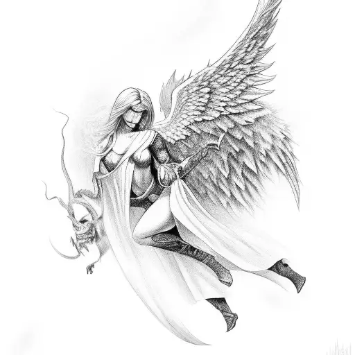 ANGEL FIGHTING DEMONS tattoo design idea