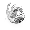 wave with Hawaiian paddle tattoo design idea