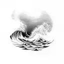 wave with Hawaiian paddle tattoo design idea