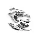 wave with Hawaiian paddle tattoo design idea