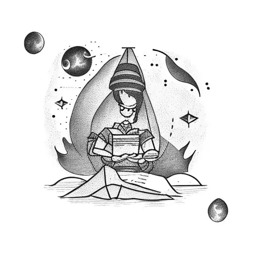 A tattoo of a sailor writing in a journal while gazing at the stars on a moonlit night at sea tattoo design idea