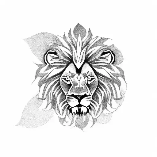 Lion, Rose, Rosary Beads tattoo design idea