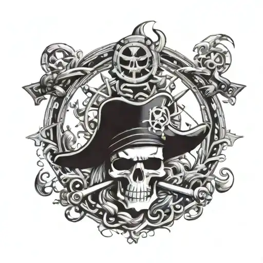 Combine elements of the Strawhat pirates with nuclear symbols to create a unique tattoo design tattoo design idea