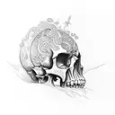 skull and monkey tattoo design idea