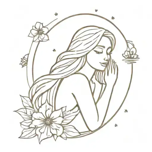 Flor Rapunzel surrounded by sundrop tattoo design idea