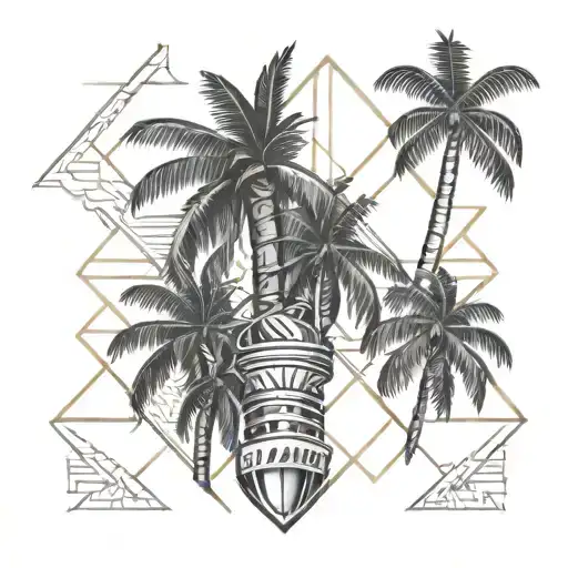 Florida panthers Stanley cup dainty palm tree  tattoo design idea