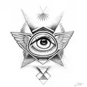 illuminati eye triangle with black angel wings tattoo design idea