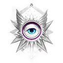 illuminati eye triangle with black angel wings tattoo design idea