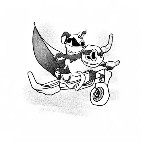 stitch riding Onewheel  tattoo design idea