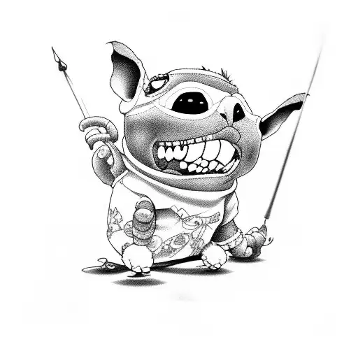 stitch on Onewheel  tattoo design idea